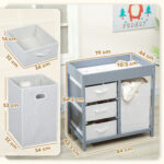 Baby Changing Unit With 4 Storage Drawers, Mat For Bedroom Nursery, 84 X 84.5 Cm, Grey - Image 4