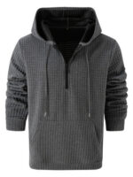 Mens Plaid Jacquard Solid-Color Casual Hoodie - Image 10