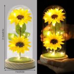 Mothers Day Gifts From Daughter Son, Eternal Sunflowers In Glass Dome With LED Lights & Gift Box, Unique Birthday Gifts For Women, Artificial Flowers Home Decor For Mum, Grandma, Wife - Sunflower Gift - Image 5