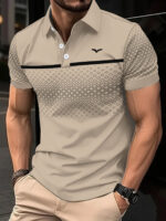 Men's Slim-Fit Printed Lapel Short-Sleeve Polo Shirt - Image 6