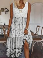 Sleeveless Stitching Summer Round Neck Dress Women's Clothing - Image 10