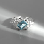 Small Design Blue Zircon High-class Exaggerated Ring - Image 5
