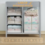 Baby Changing Unit With 4 Storage Drawers, Mat For Bedroom Nursery, 84 X 84.5 Cm, Grey - Image 2