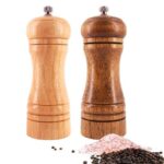 2pcs, Pepper Grinder, Household Sea Salt Ginder, Wooden Spice Grinder, Manual Pepper Mill, Spice Crusher, Reusable Spice Bottle For BBQ Picnic Camping, Kitchen Gadgets, Valentine's Day Gifts, Kitchen