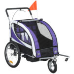 Baby Bike T6railer With 5 Point Harness, Steel Frame, Reflectors, Safety Flag, Hitch Coupler, Purple