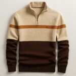 Business Stand-collar Knitwear Half-zip Long-sleeve T-shirt Color-block Pullover Sweaterpremium Quality - Image 4