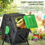 65L Garden Compost Bin, Single Chamber Rotating Composter, Compost Maker With 24 Ventilation Openings And Steel Legs - Image 4