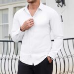 High-elasticity Mens Seamless Wrinkle-free Ice-silk Long-sleeve Shirt - Image 3