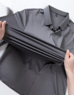 High-elasticity Mens Seamless Wrinkle-free Ice-silk Long-sleeve Shirt - Image 10