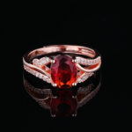 Hollowed, Stacked Open-End Ring In Rose Gold With Red Zircon - Image 5