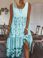 Sleeveless Stitching Summer Round Neck Dress Women's Clothing - Image 8